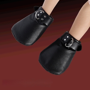 Gants de bondage BDSM en PU noir, taille ajustable, jouet érotique SM pour adultes, pattes de chien extrêmes pour couples - Product Image 1