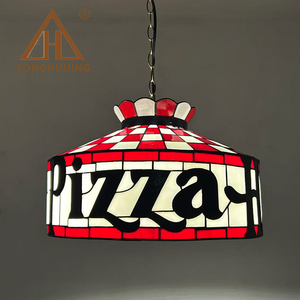Lámpara Colgante Tiffany de Vidrio con Diseño de Pizza, Roja a Cuadros, Hecha a Mano, de Vidrio Coloreado, para Decoración de Pizzerías, Cafeterías y Restaurantes - Product Image 2