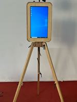 Photobooth en bois de chêne pour iPad 12,9 pouces avec support d'imprimante, coque de photobooth vintage DSLR pour fêtes et événements avec flight case