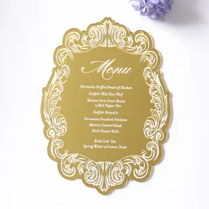 Royal Personalized Printed Gold Mirror Acrylic Wedding Menus