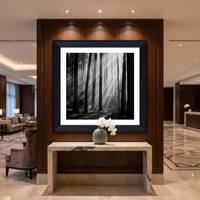 Cetak Kanvas Berbingkai Hutan Hitam Putih Kustom 30x30 Seni Dinding Dekorasi Kamar Hotel Lukisan OEM ODM Gambar Grosir untuk Lobi Bintang 5