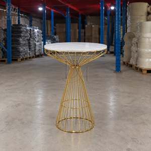 Custom <b>Gold</b> Stainless Steel Round Wire Hourglass Cocktail <b>Table</b> with Mirrored Tempered Glass Top for Wedding Receptions - Product Image 2