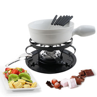 Ensemble de fête à fondue au fromage, ensemble de casseroles à fondue allant au micro-ondes en céramique marmite à chocolat fontaine à chocolat, registre de mariage pour jusqu'à 4 Pecs