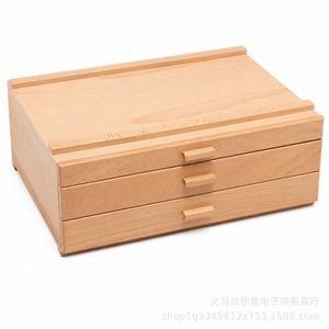 Solid Wood <b>Drawer</b> <b>Storage</b> Cabinet 3 Layers Rectangle Desktop Organizer For Stationery Jewelry <b>Box</b> - Product Image 1