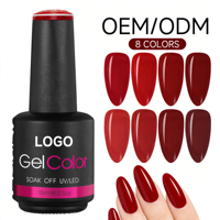 Vernis à ongles semi-permanent en gel UV rouge de haute qualité, 15 ml, vente en gros, marque privée, usine OEM, produit phare