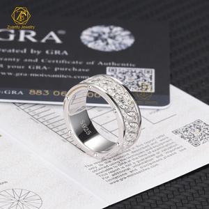 힙합 테니스 반지 8mm 트랙 설정 925S 도금 골드 링 모산 다이아몬드 여자 남자 아이스 아웃 Moissanite 쿠바 반지 고급 보석 - Product Image 4