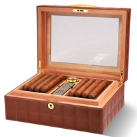 Boîte à cigares en bois de cèdre de luxe avec finition laquée, personnalisable avec logo, accessoires inclus, faible MOQ