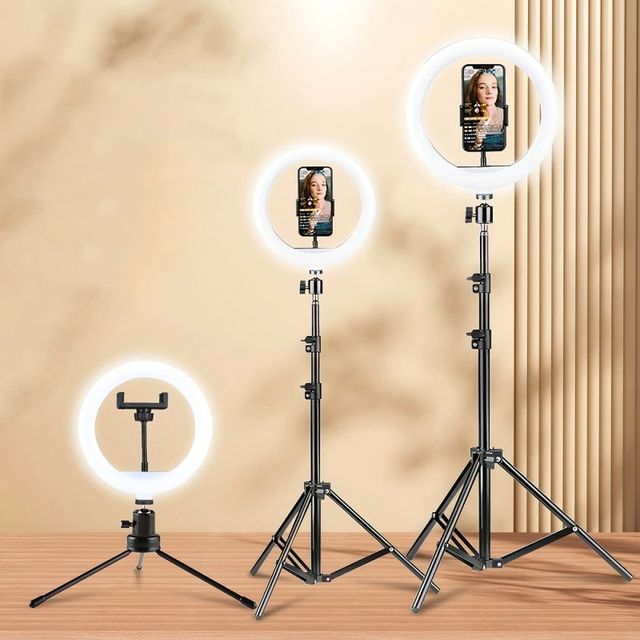 Three-color Ring Fill Light Lamp 18 Inch 22 Inch Ring Lights with Tripod Stand and Phone Holder for Photography Beauty Selfie