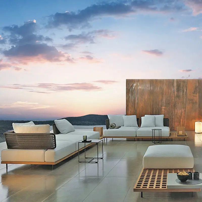 Guangdong outdoor modern waterproof outdoor ambia mobili da giardino rattan luxury outdoor divano in alluminio set