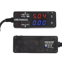 Testeur de chargeur USB, compteur de tension et de courant, voltmètre, ampèremètre, testeur de capacité de batterie, détecteur d'alimentation mobile avec câble USB-A Type-C