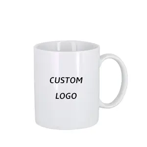 China Supplier Sublimation custom logo print 11oz simple white coffee cups ceramic mug white to sublimate