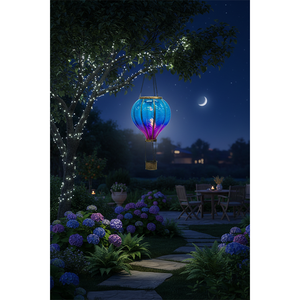 Lanterna a Mongolfiera Solare Colorata, Luce Solare Sospesa in Metallo e Vetro per Giardino, Cortile, Decorazione Esterna - Product Image 4