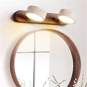 Luminaire de salle de bain LED Wabi Sabi à 2 têtes rotatives, applique murale en marbre, style vintage - Product Image 2