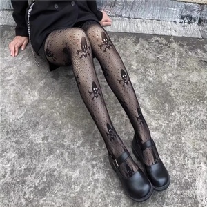 Venta al por mayor personalidad calavera fiesta malla medias mujeres Halloween negro Nylon Fish Net pantimedias - Product Image 4