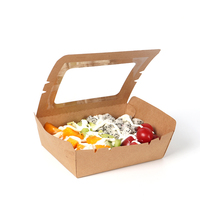 Herbruikbare kraftpapieren fruitsalade doos met venster, wegwerp lunchbox/bentobox