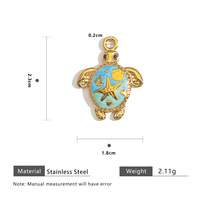 Mode nouveau acier inoxydable breloques 18K PVD plaqué or coquille émail brillant perle mignon étanche bijoux accessoires pendentifs