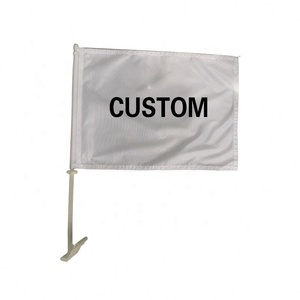 Qualisub logo personnalisé impression double face sublimation thermique drapeau de voiture blanc blanc drapeau de fenêtre de voiture avec support de poteau - Product Image 2