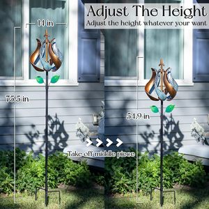 เครื่องปั่นลมโลหะ3D แบบทันสมัยเคลือบด้วยผงหมุนได้360องศาสำหรับสวนกลางแจ้งของขวัญวันเกิดสำหรับผู้หญิงและครอบครัว - Product Image 4