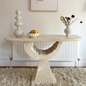 Nouvel arrivage de salle <span class=keywords><strong>à</strong></span> <span class=keywords><strong>manger</strong></span> nordique au design unique en pierre blanche naturelle pour 6 personnes <span class=keywords><strong>Table</strong></span> <span class=keywords><strong>console</strong></span> de <span class=keywords><strong>table</strong></span> <span class=keywords><strong>à</strong></span> <span class=keywords><strong>manger</strong></span> en travertin - Product Image 2