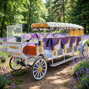 Calèche royale électrique de tourisme historique Victoria de luxe à quatre rangées de sièges violets, capacité 11 personnes, cuir souple - Product Image 1