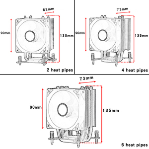 Qiuzaim 9Cm Koelventilator Efficiënt 2 Heat Pipes Cpu Koeler 3pin/4pin Pwm Stille <span class=keywords><strong>Pc</strong></span> Ondersteunt X 79X99X299 2099 2011 Moederbord 12V - Product Image 6