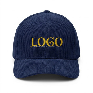 High Quality Custom Logo <b>Navy</b> Corduroy <b>Baseball</b> <b>Cap</b> Custom Embroidered Logo Vintage Hat for Men & Women - Product Image 1