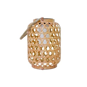 Solar Woven <b>Bamboo</b> Lantern Outdoor Garden <b>Light</b> Warm White Inductive Switch Hanging Decorative Lamp - Product Image 5