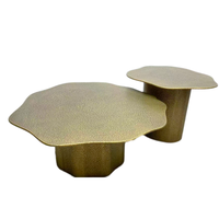 Ensemble de tables basses en acier au carbone au design minimaliste italien haut de gamme, peinture texturée, durable, facile à nettoyer, pour appartement, salon