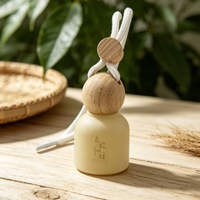 Diffuseur de parfum pour voiture en verre mat vide, avec bouchon en bois, à suspendre au rétroviseur, désodorisant sans logo