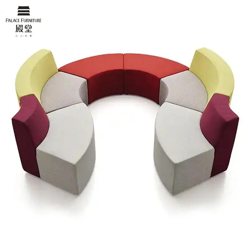 upholstered u shape corner modular sectional public resting round shape combination hotel lobby office sofa set
