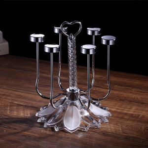 Support à verres créatif en verre avec support en acier inoxydable pour salon, style européen, égouttoir inversé - Product Image 1