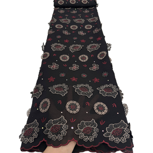 NI.AI - Tela de Encaje Suizo Africano, Nueva Llegada, para Vestido de Fiesta Nigeriano <span class=keywords><strong>Aso</strong></span> Ebi, Bordado Floral con Apliques y Pedrería - Product Image 6