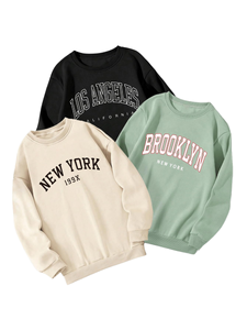 Women's Spring Autumn Half Zipper Printed Sweatshirt Long Sleeve Stand Collar Solid Color Casual Knitted Eco-Friendly Tops - Product Image 1