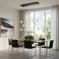 Lustre suspendu simple en verre cristal pour plafond haut, idéal pour hôtel, maison, escalier, salon