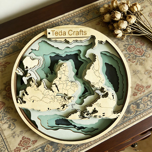 Decorazione da Tavolo, Mappa del Mondo 3D Multistrato in <span class=keywords><strong>Legno</strong></span>, Artigianato Colorato con Taglio Laser, Servizio Personalizzato per <span class=keywords><strong>Progetti</strong></span> in <span class=keywords><strong>Legno</strong></span> - Product Image 2