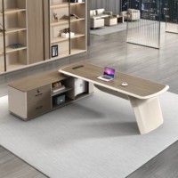 Bureau de travail moderne en bois durable avec armoire de rangement grande capacité pour usage commercial dans les immeubles de bureaux et à domicile