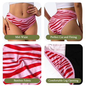 Culottes menstruelles réutilisables absorbantes anti-fuites <span class=keywords><strong>pour</strong></span> adolescentes à imprimé zèbre personnalisé en coton biologique - Product Image 5