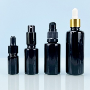 High-end Lotion <b>Bottle</b> with Pump Cap Custom Designed Silk Screen logo Black UV protection Violet Glass <b>Bottle</b> with <b>Dropper</b> Cap - Product Image 1