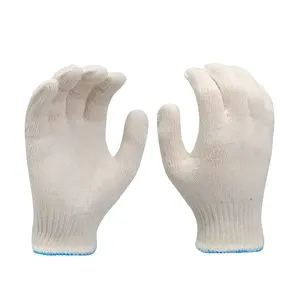 China Factory Wholesale 30-80g/Pairs White Cotton Knitted Hand Glove Safety Gardening Work Gloves