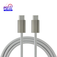 Prix d'usine Câble en nylon 3A 60W USB Type C 1M Charge rapide Usb c Usb c Chargeur de téléphone pour téléphone portable