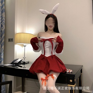 "Nighttime Lingerie Pure and Desire Christmas Bunny Girl Set QQNY Pajamas Uniform Temptation Clothes Women" - Product Image 4