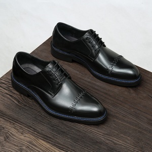 2025 Latest Model Genuine Leather Lace-up Men's <b>Shoes</b> English-style Stitched Handmade Pointed-toe Wedding Derby <b>Shoes</b> <b>Height</b> - Product Image 3