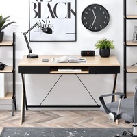 Table d'écriture en bois au design moderne, 2 pièces, avec étagères, bureau d'étude