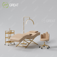 Mobilier d'Équipement de Salon de Luxe Rose Or Table de Massage Moderne Lit Facial Cils Allongé à Vendre