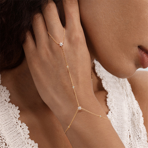 Cadena de Dedo Ajustable de Plata de Ley 925 con Trébol, Copo de Nieve, Estrella, Luna y Circones, Joyería de Moda - Product Image 2