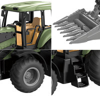 Juego de Vehículos Agrícolas para Niños con 3 Accesorios Frontales Intercambiables, Tractor de Granja con Control Remoto Recargable