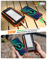 Banco de Energía Solar de 20,000 mAh con Panel Solar Plegable, Luz de Advertencia y Carga Rápida para Camping, Emergencias al Aire Libre y Senderismo 2026