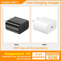 Chargeur mural USB-C 45W PD QC3.0 5V/3A à charge rapide pour téléphones et ordinateurs portables, certifié CE/FCC/ROHS, fournisseur d'usine