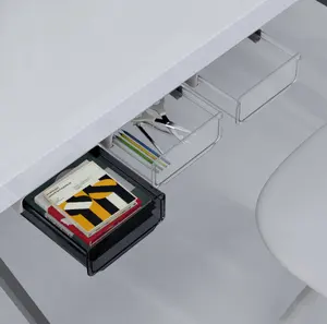 kunststoff schreibtisch organizer fach Suppliers-A5207 Kunststoff unter Desk Organizer Drawer Pencil Selbst klebendes verstecktes Tablett