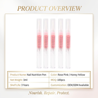 Nouveau Stylo Nutrition Ongles Huile pour Cuticules Vitamine E Parfum Fruité Formule Longue Durée 5ml Brosse Soin des Ongles Réparation Éliminateur Peaux Mortes
